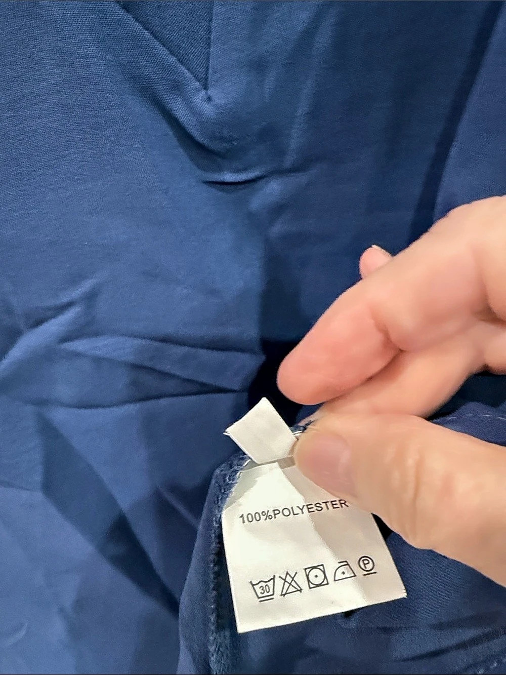Blue V-Neck Polyester Top - Picture 3 of 3
